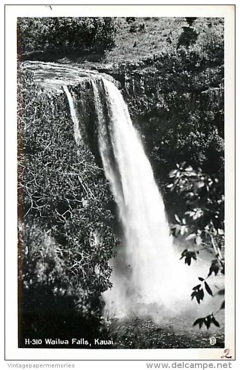 246883-Hawaii, Kauai, RPPC, Wailua Falls, Kodak Hawaii Photo No H-310 - Kauai