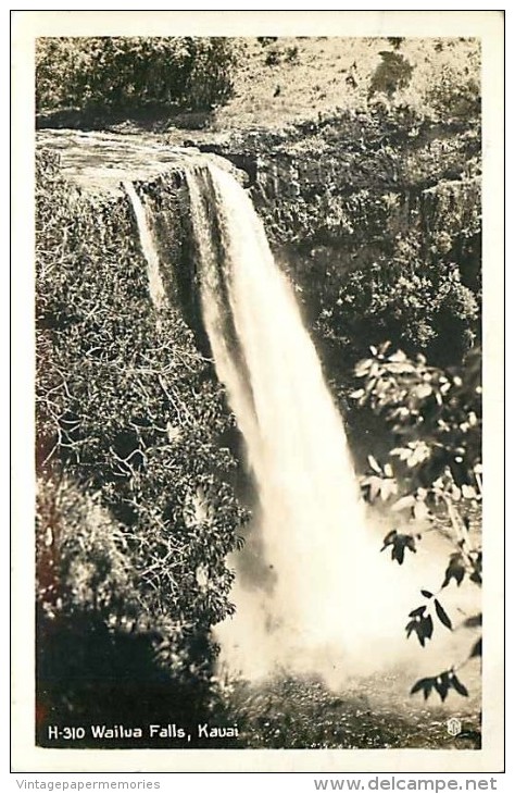 246885-Hawaii, Kauai, RPPC, Wailua Falls, Kodak Hawaii Photo No H-310 - Kauai