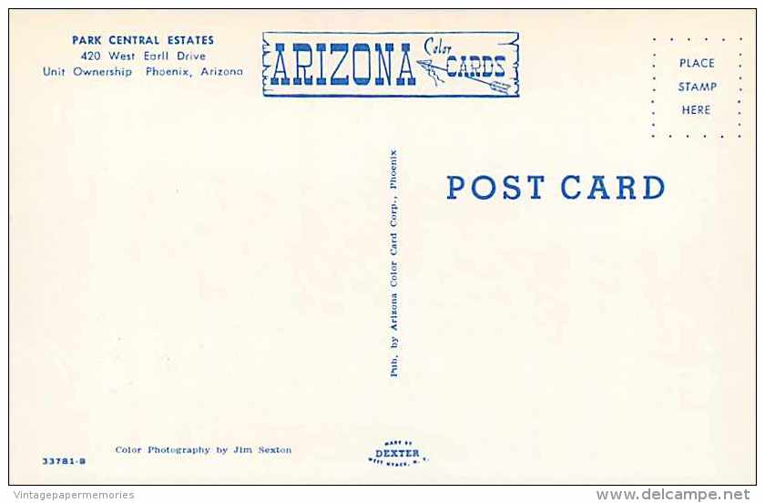 246967-Arizona, Phoenix, Park Central Estates, Swimming Pool, Jim Sexton By Dexter Press No 33781-B - Phönix