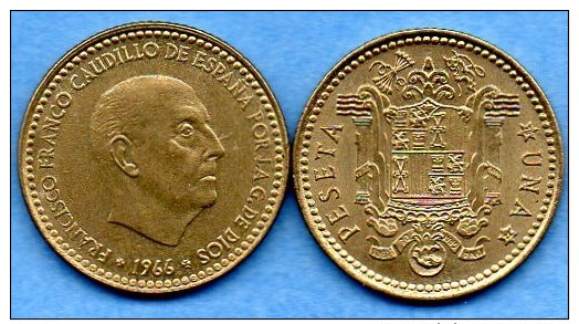 ESPAGNE / SPAIN   1 PESETA 1966 ( 75 ) F.FRANCO - 1 Peseta