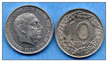 =(r65)  ESPAGNE / SPAIN   10 Centimos 1959  F.FRANCO - 10 Centimos