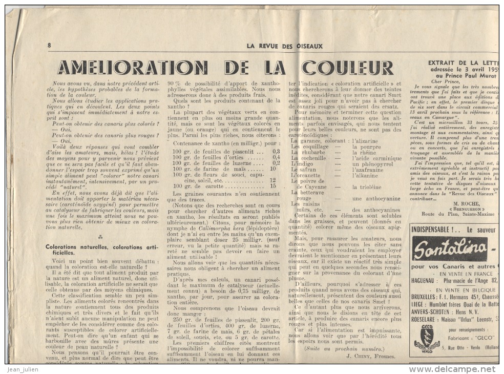 JOURNAL  -  LA REVUE DES OISEAUX  - ORNITHOLOGIE  -  OISEAU  -  1959 - 1950 à Nos Jours