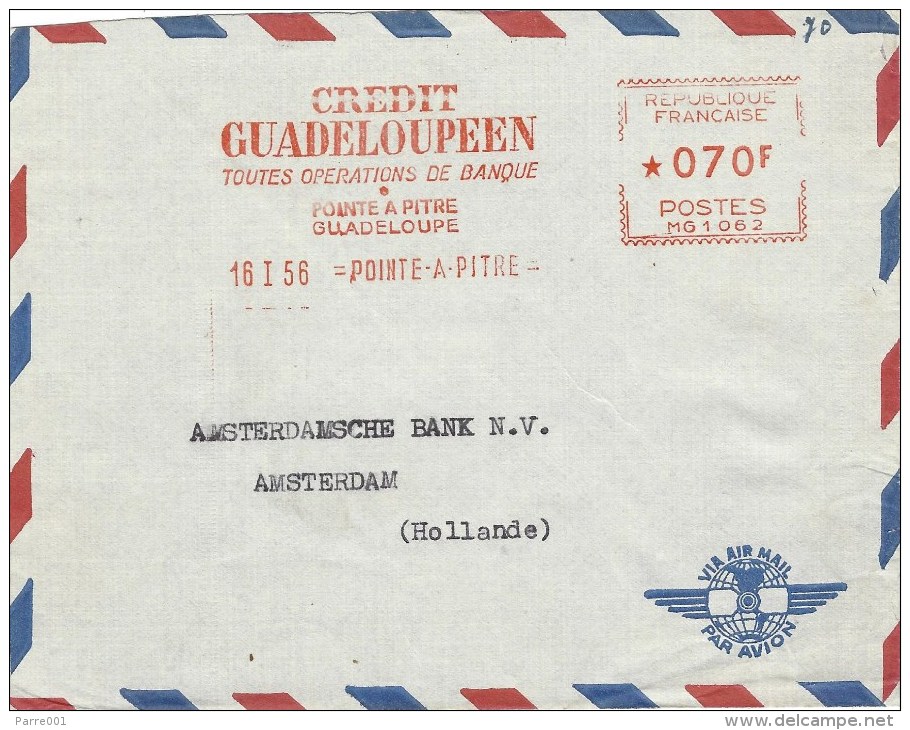 Guadeloupe 1956 Pointe-à-Pitre Credit Guadeloupeen Meter Franking Havas “MG” 1062 EMA Cover - Brieven En Documenten