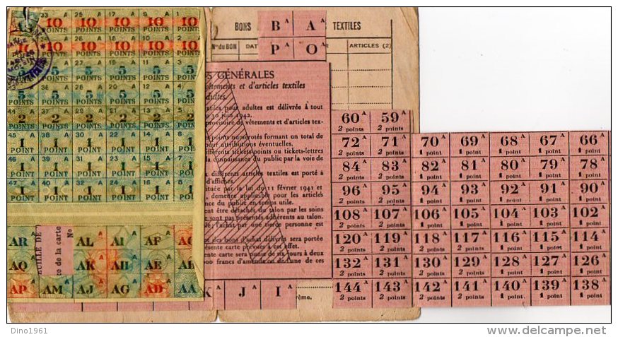 VP2310  - Guerre 1939 - 45 - Commune De PARDIES 1942 - Carte De Vetements Et D'articles Textiles MARQUEHOUSSE - Sonstige & Ohne Zuordnung