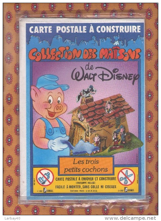 Carte Postale A Construire Collection Des Maisons Walt Disney Les Trois Petits Cochons - Autres & Non Classés