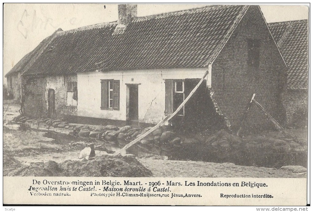 Castel.  -   Ingevallen Huis Te Castel -  Overstromingen In België - Hamme