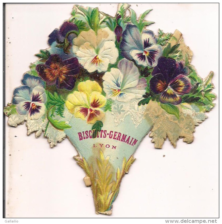 CHROMO DECOUPIS BISCUIT GERMAIN A LYON BOUQUET DE PENSEE - Flowers