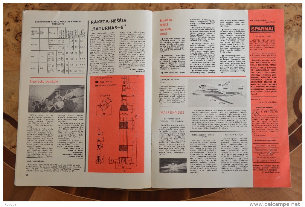 Litauen Lithuania Magazine " Sparnai "  Wings  1978 nr. 1 Cosmos Space Planes