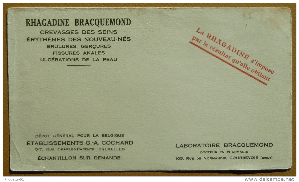 Buvard RHAGADINE BRACQUEMOND LABORATOIRES/ Courbevoie (Seine) - Produits Pharmaceutiques