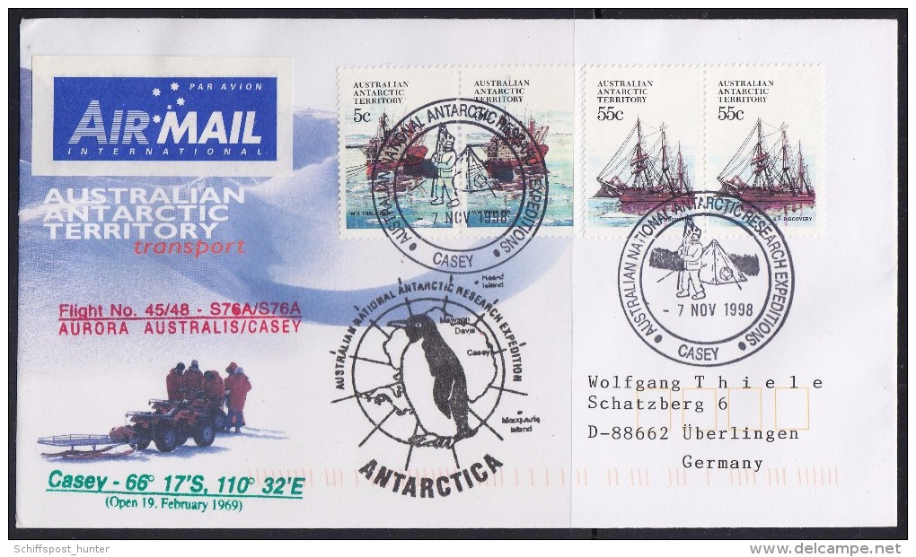 ANTARCTIC, AAT, CASEY, 7.NOV 1998, Helicopter-Flight,  3 Cachets, ,look Scan !! 14.11-07 - Expéditions Antarctiques