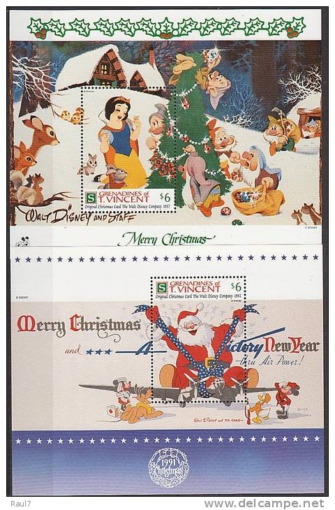 GREN OF St VINCENT 1991 - Noël'91 Par Les Personnages Disney - 2BF NEUFS *** (MNH) - St.Vincent & Grenadines