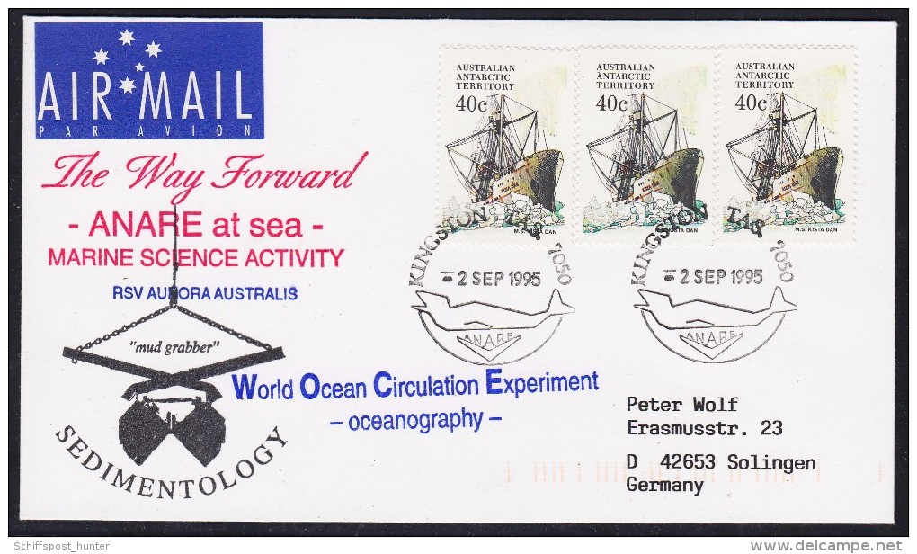 ANTARCTIC, AAT, 2.SEP 1995, ANARE-Markings  Kingston,  5 Cachets "Sedimentology" ,look Scan !! 14.11-14 - Antarctische Expedities