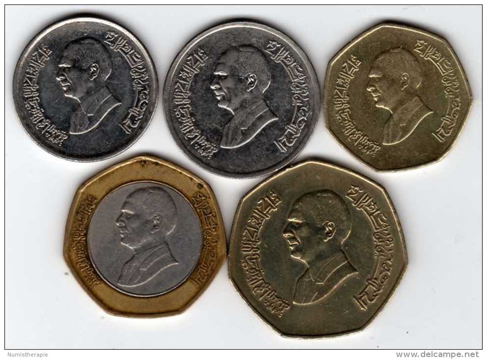 Jordanie : Série De 5 Pièces 1992-1997 : 5 - 10 Piastres & 1/4 - 2/1 - 1 Dinar - Jordanie