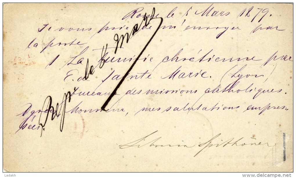 ENTIER POSTAL # CARTOLINA POSTALE # DIECI CENTIMI # 1878 # - Stamped Stationery