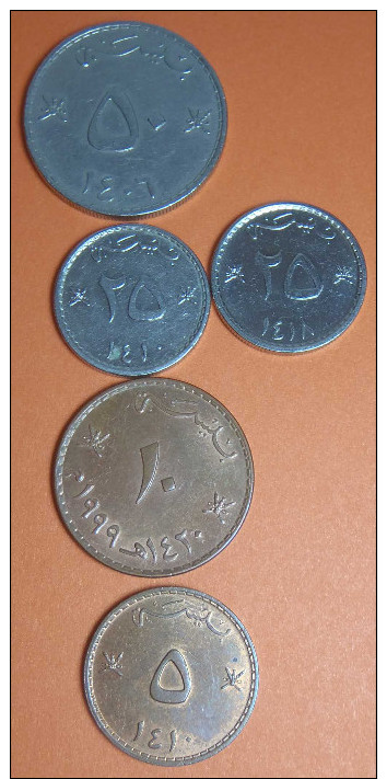 K_ Oman - 5 Coins - 1985, 1989,1997,1999 - Oman