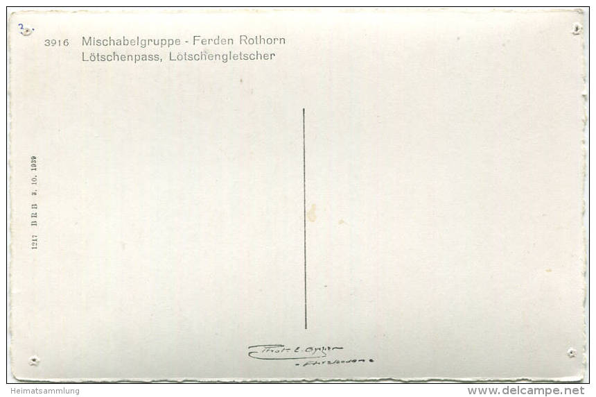 Lötschenpass - Lötschengletscher - Mischabelgruppe - Ferden Rothorn - Foto-AK - Edition E. Gyger Adelboden - Ferden