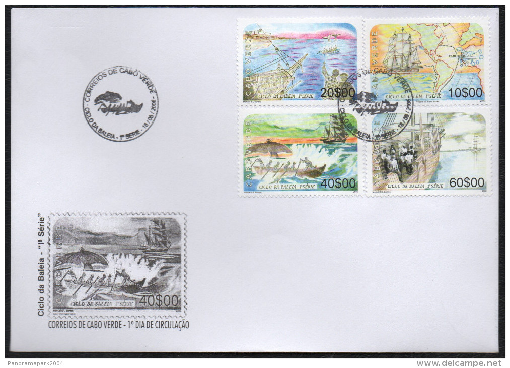 Cabo Verde 2006 - Ciclo Da Baleia Ie Serie Whale Wal Baleine Rare Bateau Ship Boot Boat Voilier Segelboot 4 Val. FDC - Whales
