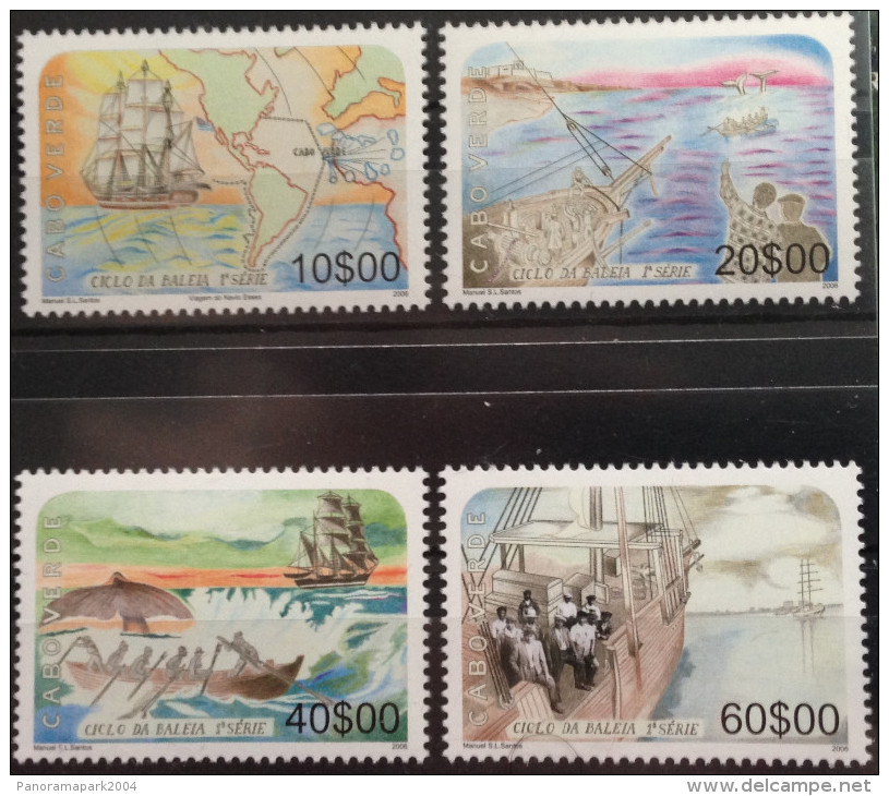 Cabo Verde 2006 - Ciclo Da Baleia Ie Serie Whale Wal Baleine Rare Bateau Ship Boot Boat Voilier Segelboot 4 Val. MNH - Baleines