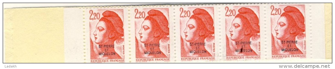 CARNET 10 TIMBRES** 1986 ST PIERRE ET MIQUELON #   2.20 LIBERTE GANDON ROUGE BICENTENAIRE SURCHARGE ST PIERRE - Booklets