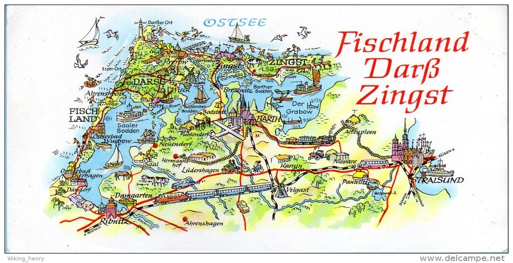 Darß - Übersichtskarte 2  Langbildkarte - Fischland/Darss