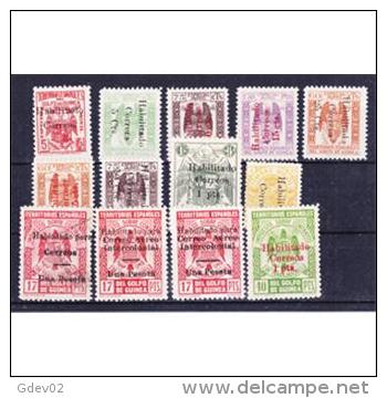 GUI259ASTV-LFT4171TFP. Guinee.GUINEA ESPAÑOLA.Sellos Fiscales Habilitados.1939/41.(Ed  259A/H) .MAGNIFICOS.RARO - Fiscaux-postaux