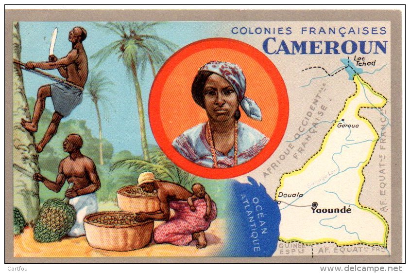 Cameroun- Colonies Françaises Edition Spéciale Des Produits Chimiques Lion Noir (géographie- Carte - Chromo) - Cameroun