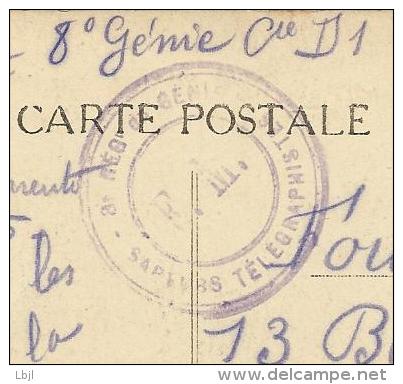 CHATEAUNEUF , La Fuie , 1915 , CPA ANIMEE + Cachet Au Dos " 8 REG. Du GENIE , SAPEURS TELEGRAPHISTES " - Chateauneuf Sur Charente