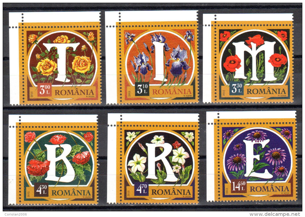 Romania 2015 / Flowers' Alphabet / Set 6 Stamps - Ongebruikt