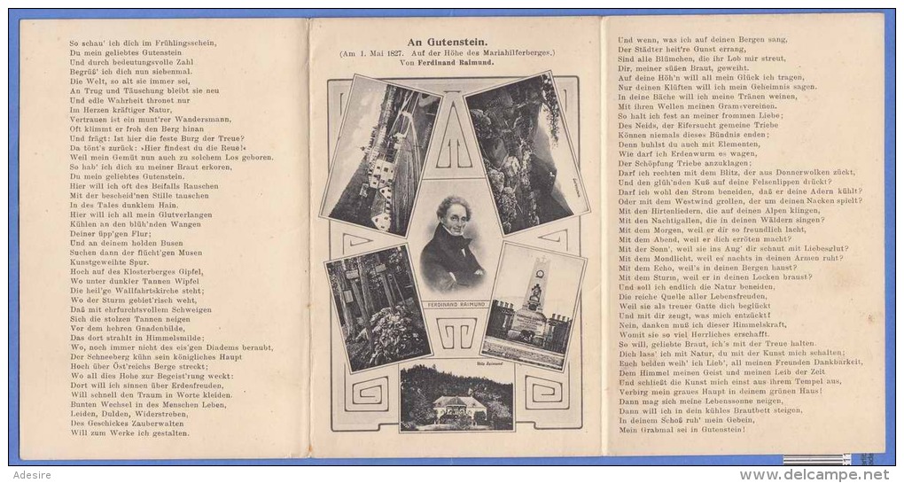3 Teilige Karte Von GUTENSTEIN - Mit Gedicht Von Ferdinand Raimund, 1912 - Gutenstein