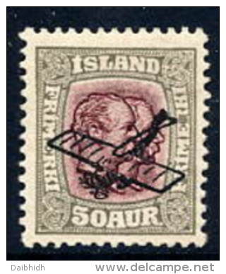 ICELAND 1929 Airmail Overprint On 50 Aurar  MNH (**). Michel 123 - Airmail