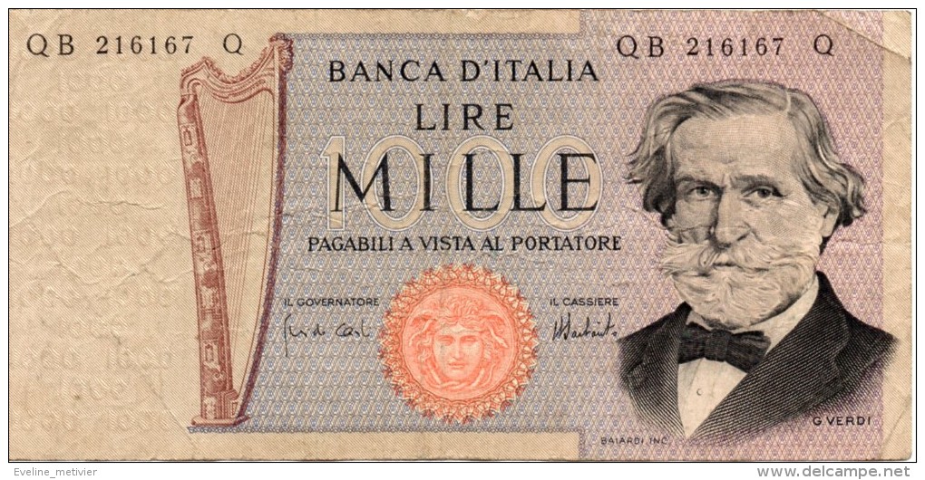 ITALIE LIRE 1000 G VERDI 1969 - Autres & Non Classés