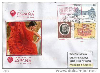 UNIVERSAL EXPO MILANO 2015. SPAIN/ESPAÑA.letter From The Spanish Pavilion,with Official Stamp Of The EXPO - Danse