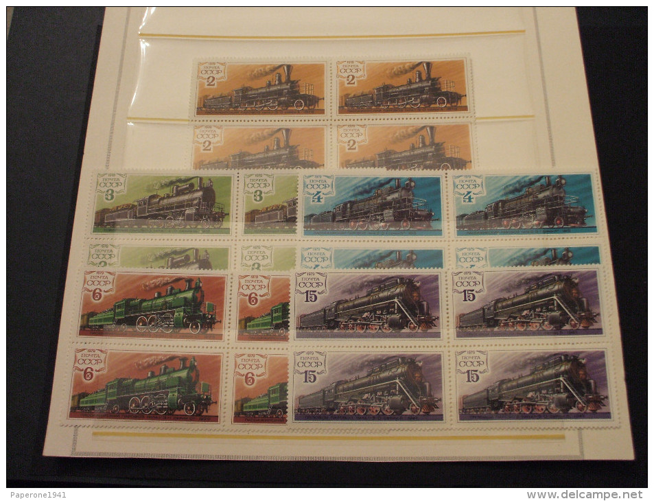 RUSSIA - 1979 LOCOMOTIVE  5 Valori, In Quartine(block Of Four) -NUOVI(++) - Ungebraucht