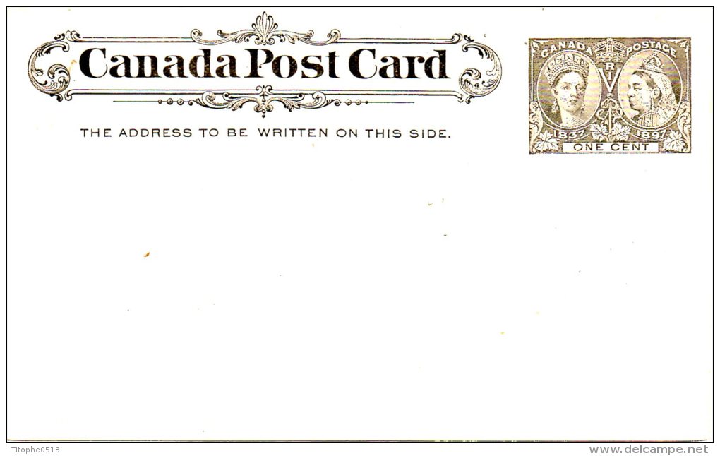 CANADA. Carte Pré-timbrée Neuve. Reine Victoria. One Cent. - 1860-1899 Règne De Victoria