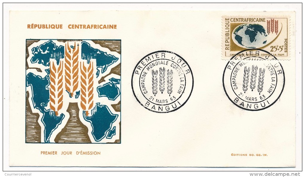 Rep CENTRAFRICAINE - 5 Enveloppes Diverses - FDC - Année 1963 - Zentralafrik. Republik