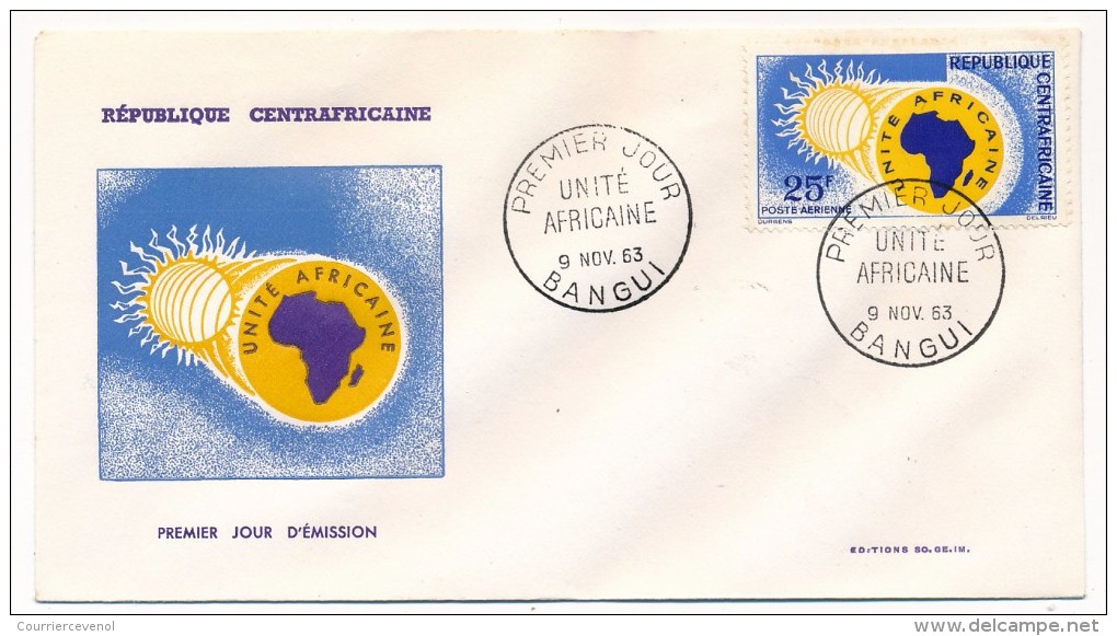 Rep CENTRAFRICAINE - 5 Enveloppes Diverses - FDC - Année 1963 - Central African Republic