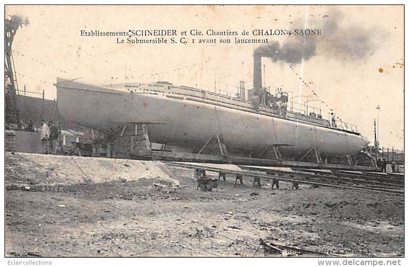 Chalon Sur Saône      71   Les Chantiers . Le Submersible Avant Son Lancement - Chalon Sur Saone