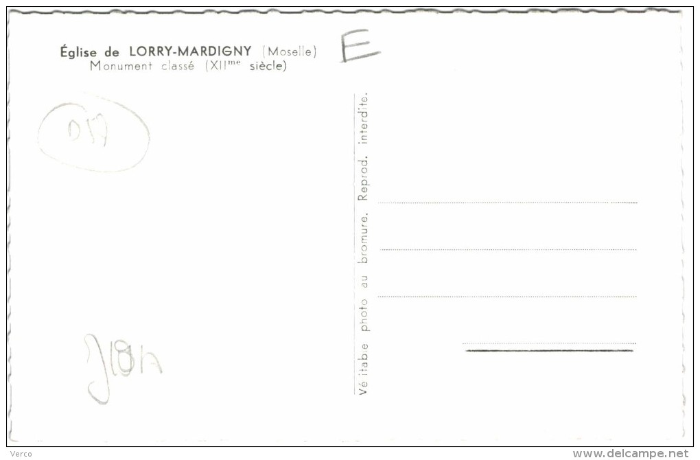Carte Postale Ancienne De LORRY MARDIGNY-Eglise - Lorquin