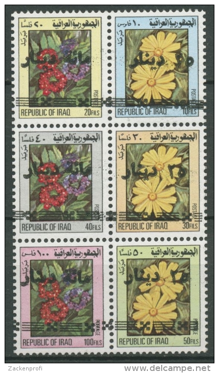 Irak 1996 Freimarken Blumen Mit Aufdruck 1564/69 ZD Postfrisch - Iraq