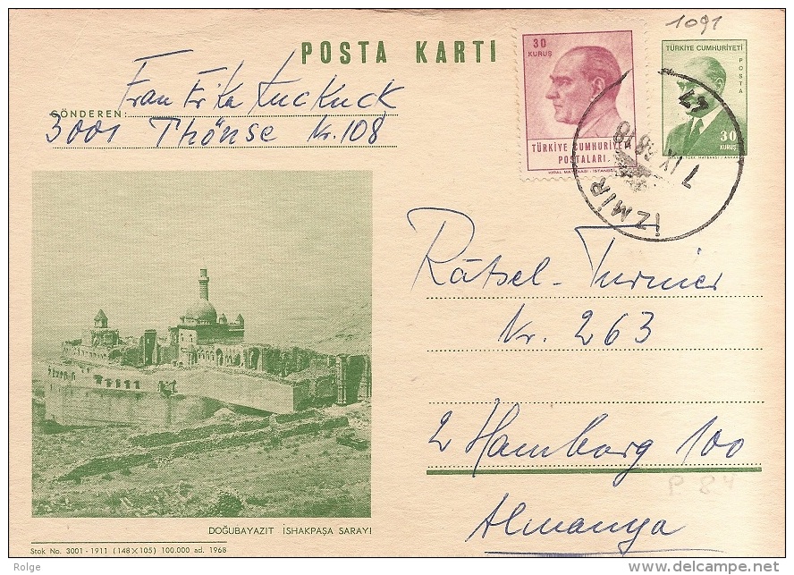 LD-1091     EP    IZMIR    1968                   TO     HAMBURG   ALAMANIA - Storia Postale