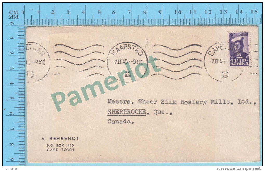 Cape Town Kaapstad ( Cover Cape Town 1945 + Maltese Cross , To Sherbrooke Quebec Canada ) 2 Scans - Ohne Zuordnung