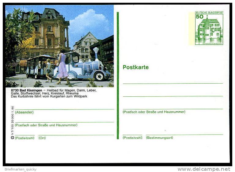 98054) BRD Ganzsachen-Bildpostkarte P 130 - H7/100 - ** - 50Pf - 8730 Bad Kissingen - Kurbähnle - Geïllustreerde Postkaarten - Ongebruikt