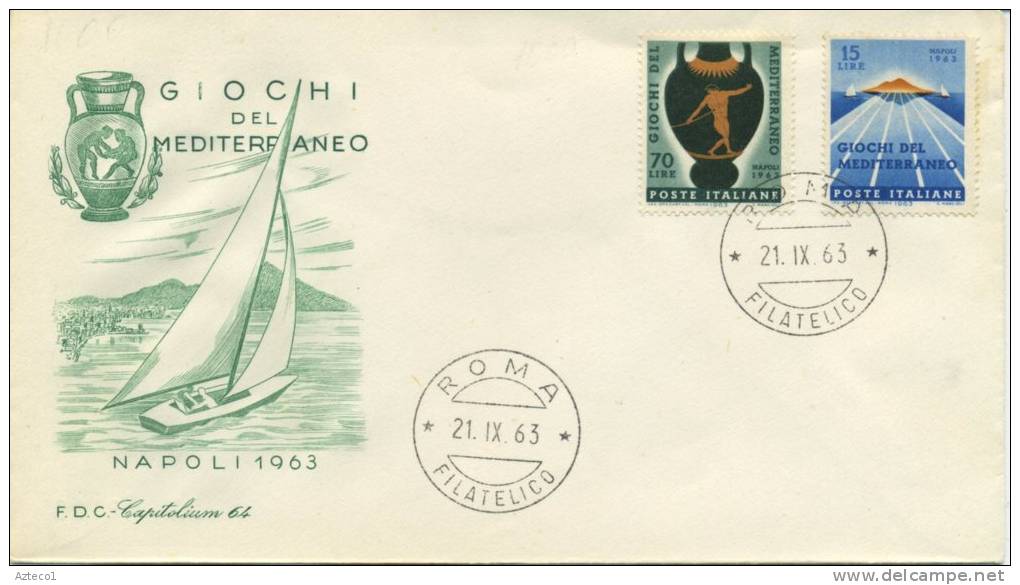 ITALIA - FDC  CAPITOLIUM VERDE 1963  - GIOCHI DEL MEDITERRANEO - SPORT - FDC