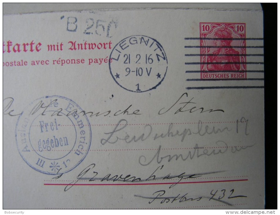 == DR Karrte Mit Antwort Liegnitz 1916 Zensur Emerich - Sonstige & Ohne Zuordnung