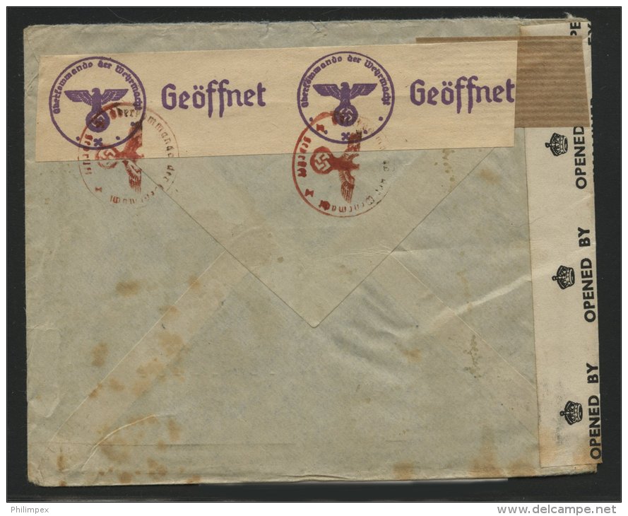 TANGER, BRITISH POST OFFICE CENSOR COVER 1944 TO SWITZERLAND - Bureaux Au Maroc / Tanger (...-1958)