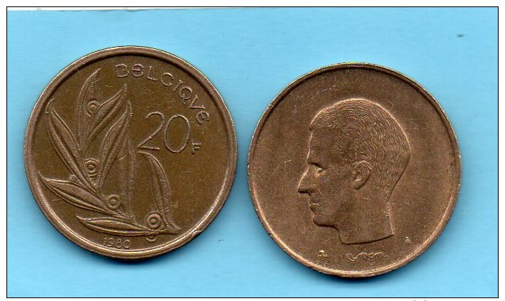 R65) BELGIQUE / BELGIUM  20 Francs 1980  French Lég - 20 Francs