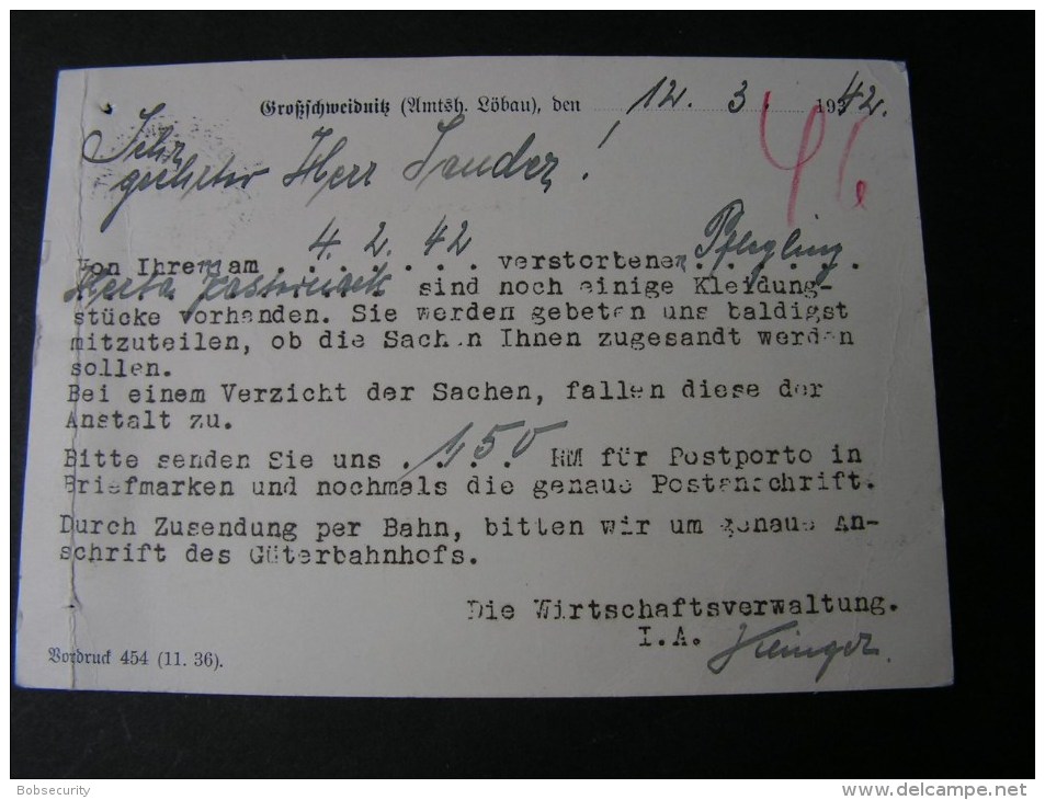 == DR Karte Nach Danzig Aus Löbau - 1942 - Autres & Non Classés