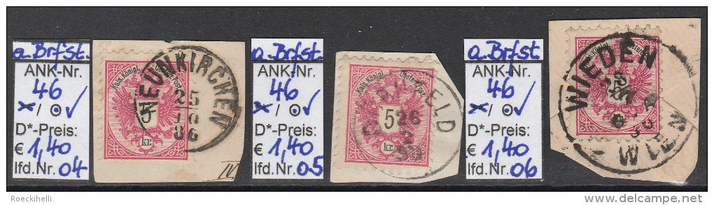 15.8.1883 - FM/DM "Doppeladler Mit Brustziffer" 5 Kreuzer Rot - O Gestempelt A. Briefstück-siehe Scan (46o 04-06 Brfst) - Gebruikt
