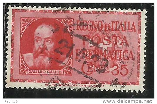 ITALIA REGNO  ITALY KINGDOM1933 POSTA PNEUMATICA CENTESIMI 35 CENT. USATO USED OBLITERE' - Poste Pneumatique