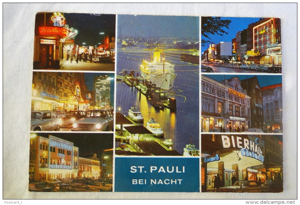 Germany Hamburg - St. Pauli Bei Nacht Multi View Stamp 1981  A 66 - Mitte